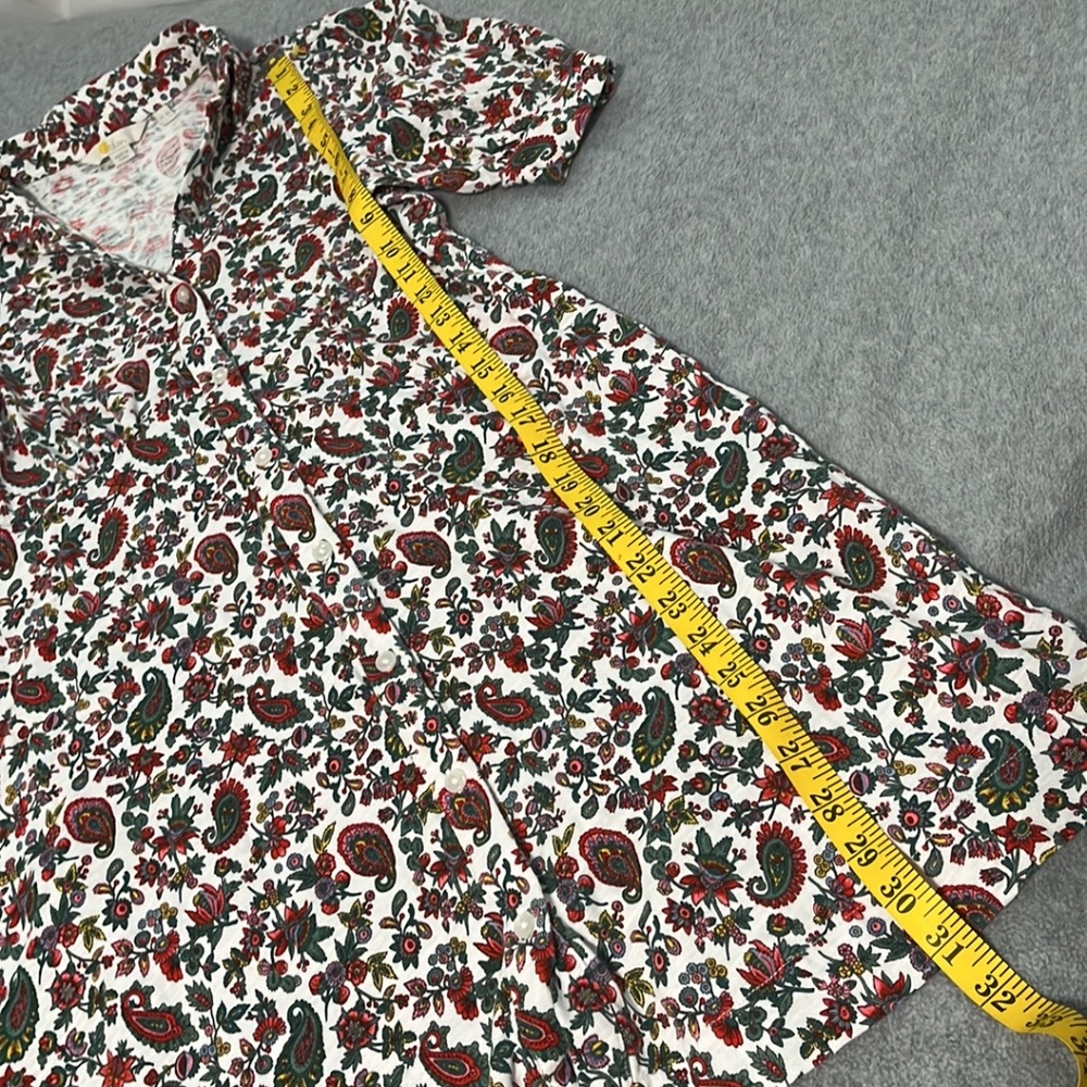 Boden Mini Tea Dress Small Preppy Button Paisley Floral Puff Cotton Casual - Picture 6 of 13